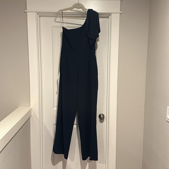 DRESS THE POPULATION Tiffany Jumpsuit one shoulder midnight navy blue XXL NWT - Picture 7 of 7